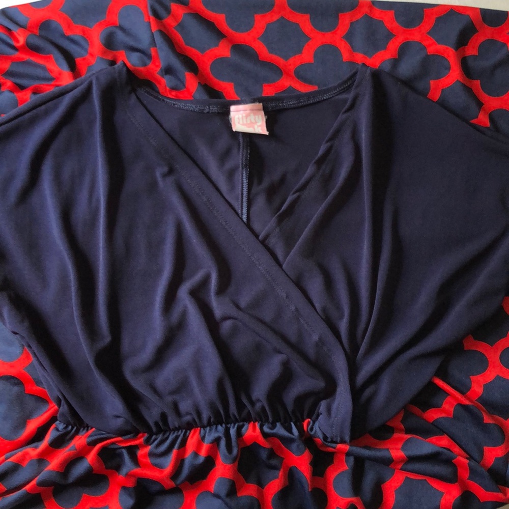 Maxi dress, navy blue and red, size M
